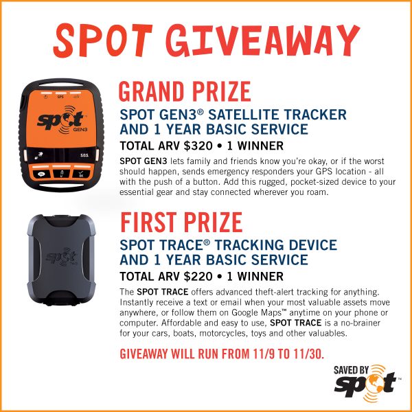 Track You and Your Stuff with Spot Giveaway - 2 Winners